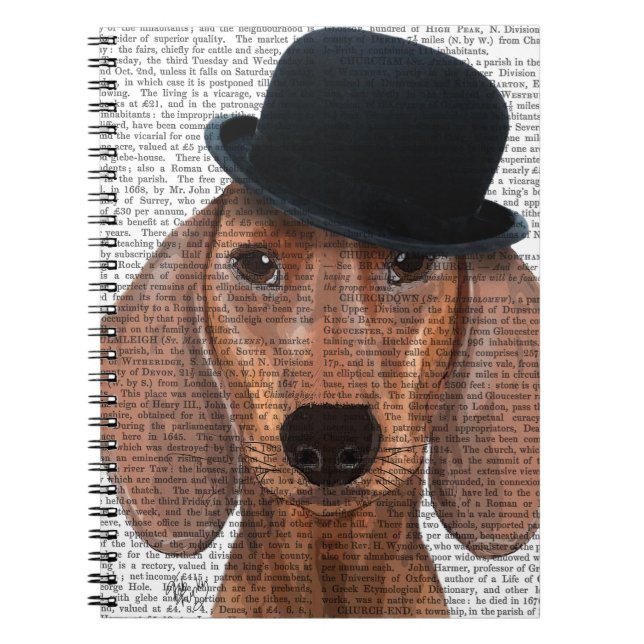 Dachshund with Black Bowler Hat Notebook (Front)