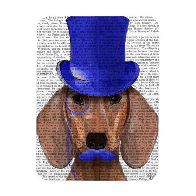 Dachshund With Blue Top Hat and Blue Moustache Magnet (Vertical)
