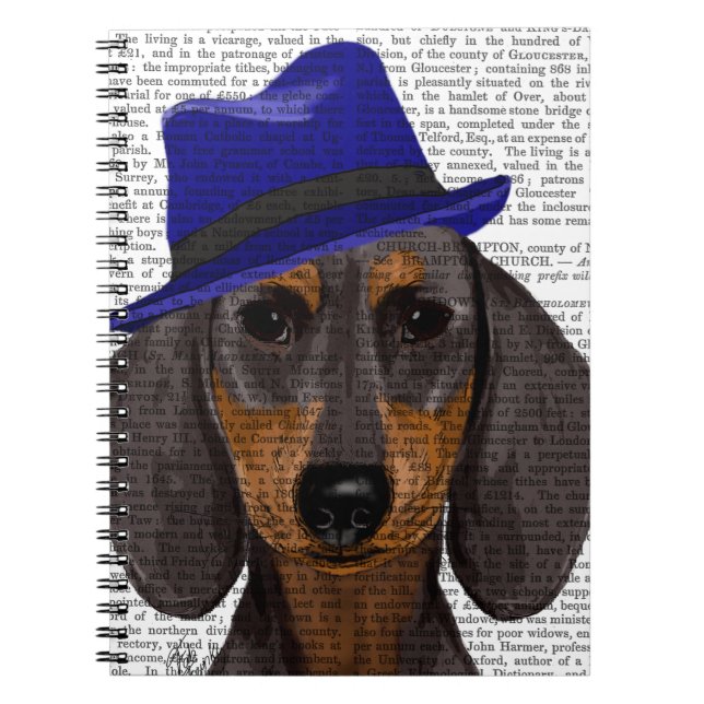 Dachshund With Blue Trilby Notebook (Front)