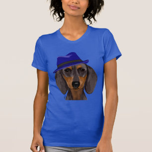 Dachshund With Blue Trilby T-Shirt