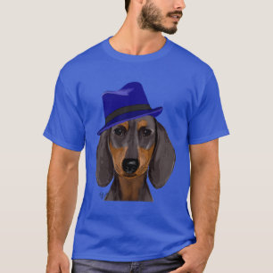 Dachshund With Blue Trilby T-Shirt