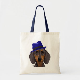 Dachshund With Blue Trilby Tote Bag