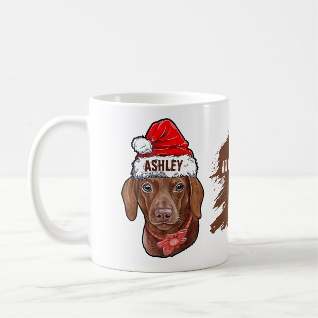 Dachshund with Christmas Hat Holiday Dog Mug (Left)