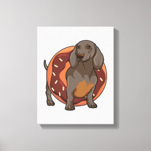 Dachshund with Doughnut Canvas Print