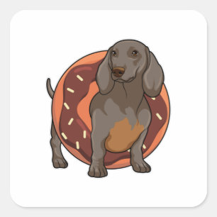 Dachshund with Doughnut Square Sticker