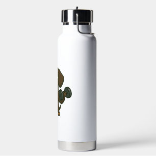 Dachshund with dumbbell fitness training biceps wo water bottle
