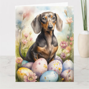 Dachshund with Easter Eggs Card