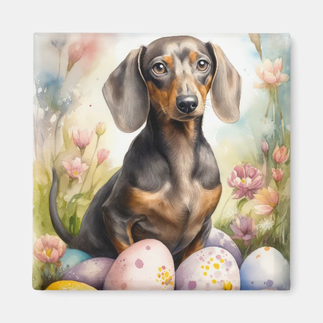 Dachshund with Easter Eggs Magnet (Front)