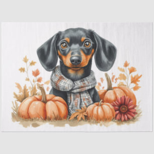 Dachshund with Pumpkins Decoupage Tissue Paper