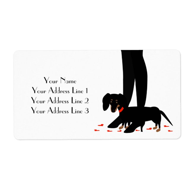 Dachshund with Red Hearts Address Labels (Front)