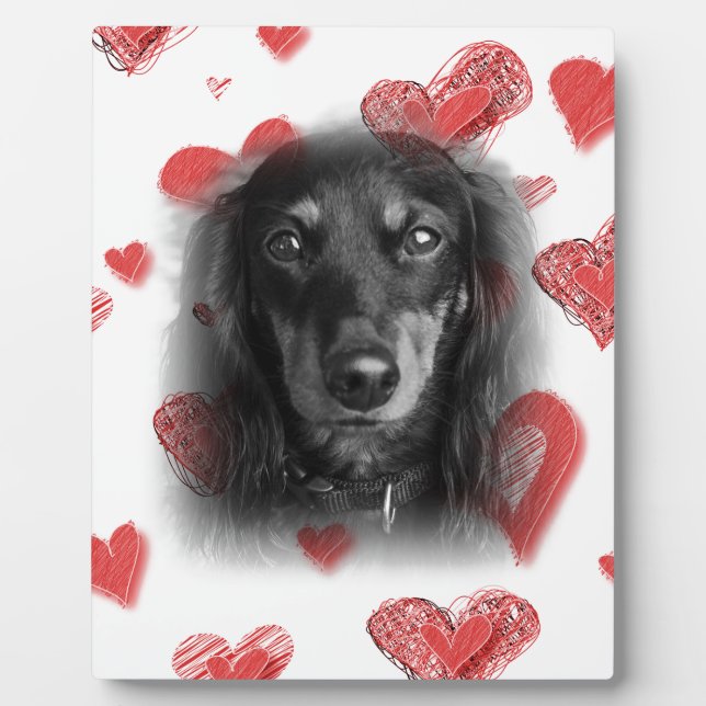 Dachshund with Red Hearts Plaque (Front)