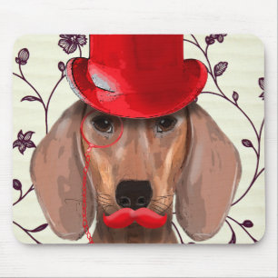 Dachshund With Red Top Hat Mouse Pad