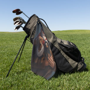 Dachshund With Santa Claus Festive Christmas Golf Towel