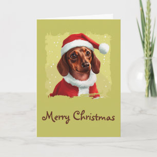 Dachshund With Santa Claus Outfit - Christmas 1 Card