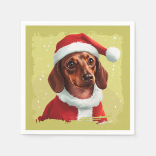 Dachshund With Santa Claus Outfit - Christmas 1 Napkin