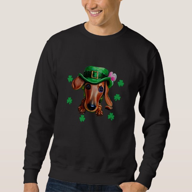 Dachshund with Shamrocks St Patricku2019s Day Doxi Sweatshirt (Front)