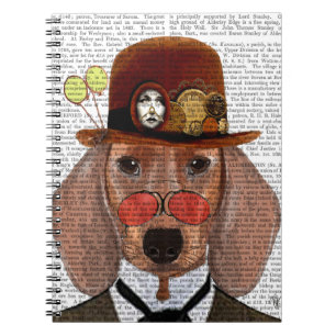 Dachshund with Steampunk Bowler Hat Notebook