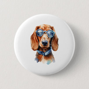 Dachshund with Sunglasses  6 Cm Round Badge