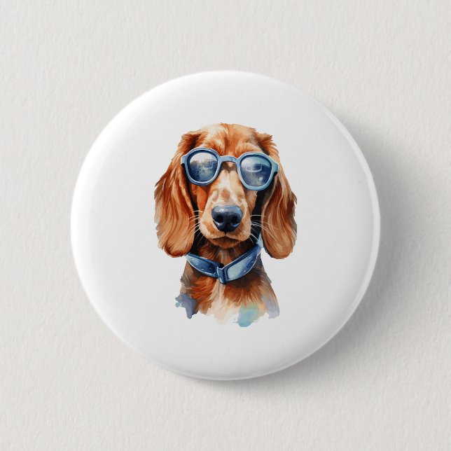 Dachshund with Sunglasses  6 Cm Round Badge (Front)