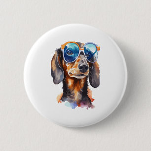 Dachshund with Sunglasses  6 Cm Round Badge