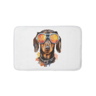 Dachshund with Sunglasses  Bath Mat