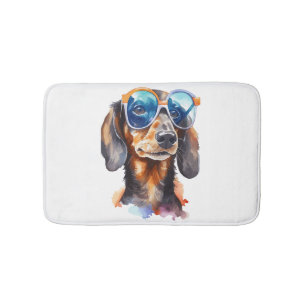 Dachshund with Sunglasses Bath Mat