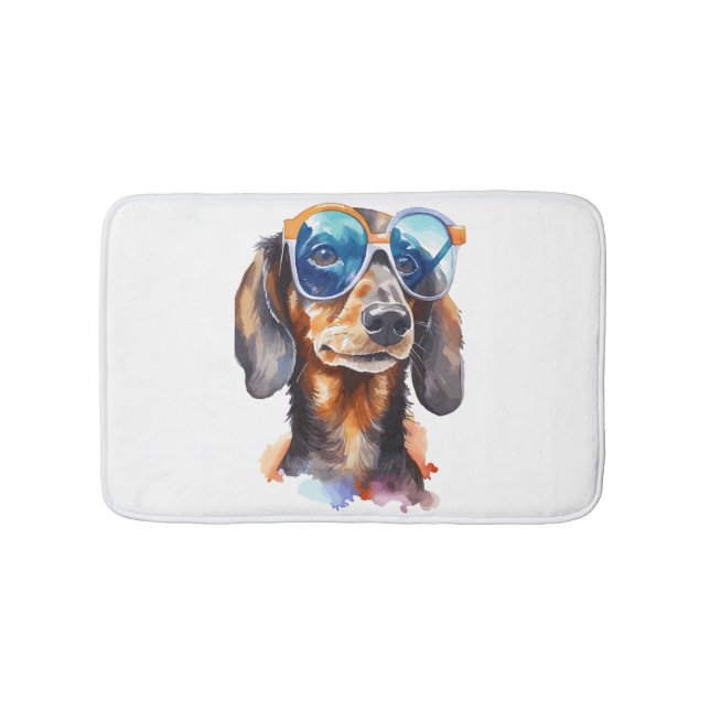 Dachshund with Sunglasses  Bath Mat (Front)