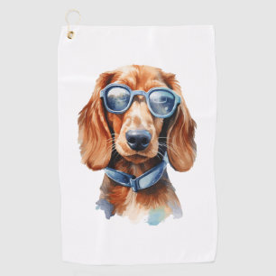 Dachshund with Sunglasses Golf Towel