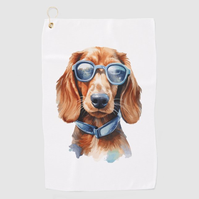 Dachshund with Sunglasses  Golf Towel (Front)