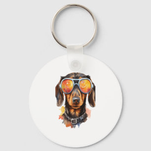 Dachshund with Sunglasses  Key Ring