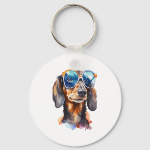 Dachshund with Sunglasses Key Ring