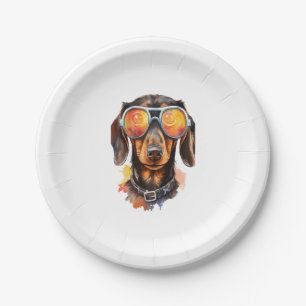 Dachshund with Sunglasses  Paper Plate