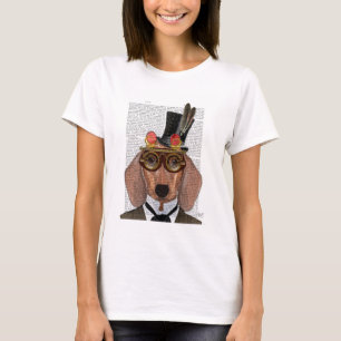 Dachshund with Top Hat and Goggles