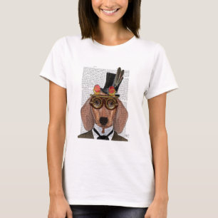 Dachshund with Top Hat and Goggles