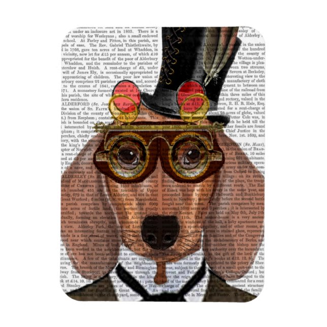 Dachshund with Top Hat and Goggles Magnet (Vertical)