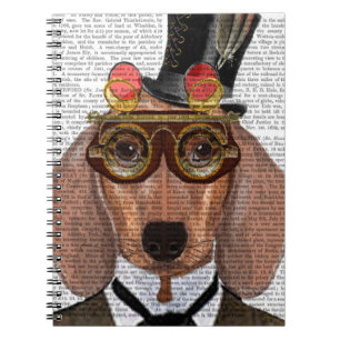 Dachshund with Top Hat and Goggles Notebook