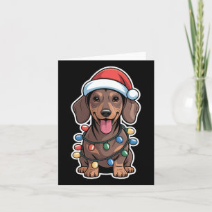 Dachshund Wrapped In Christmas Lights Card