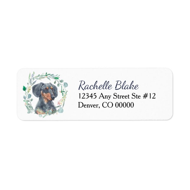 Dachshund Wreath Return Address Label (Front)