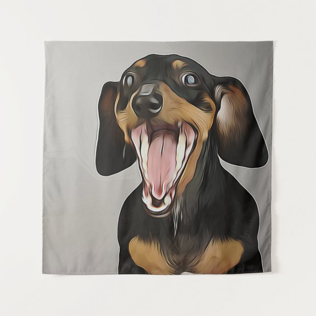 Dachshund Yawning Dachshund Birthday Poster Tapestry (Front)