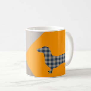 Dachshund Yellow and Deep Teal Abstract Coffee Mug