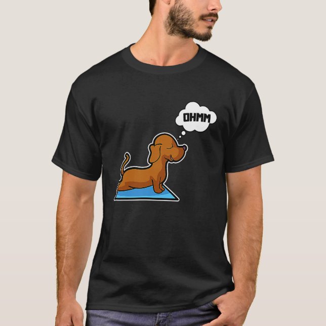 Dachshund Yoga Poses Sport Gymnastics Ohmmm Heartb T-Shirt (Front)