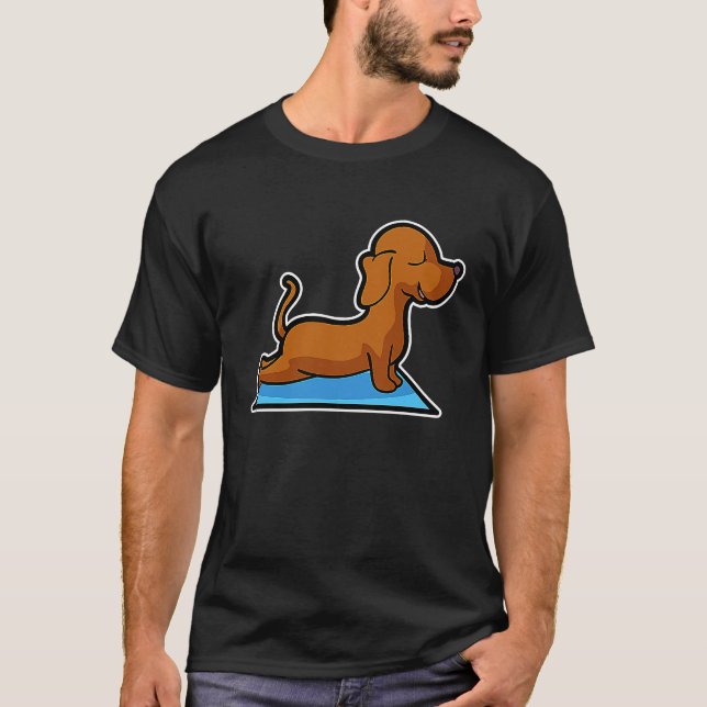 Dachshund Yoga Poses Sport Gymnastics Ohmmm Heartb T-Shirt (Front)