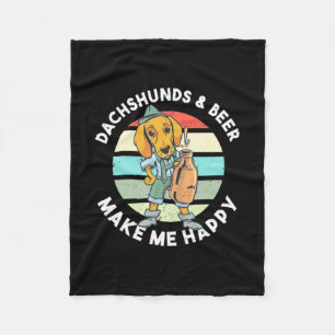 Dachshunds And Beer Make Me Happy Fleece Blanket