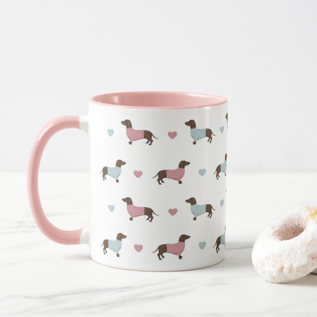 Dachshunds and Hearts Mug (With Donut)