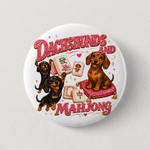 Dachshunds and Mahjong 6 Cm Round Badge
