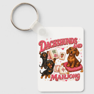 Dachshunds and Mahjong Key Ring