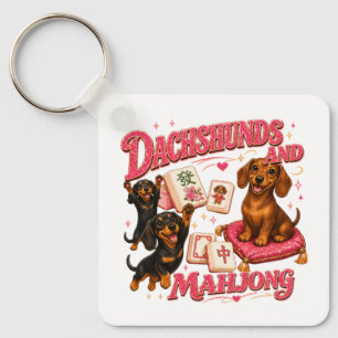 Dachshunds and Mahjong Key Ring