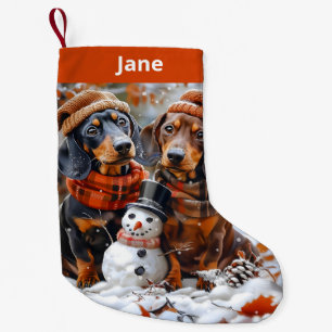 Dachshunds and Snowman Christmas Stocking