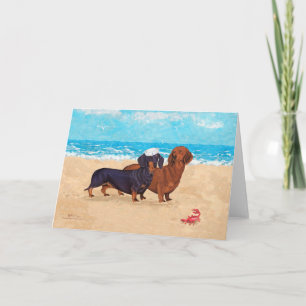 Dachshunds at the Beach  Card