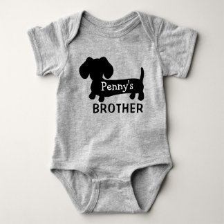 Dachshund's Baby Brother Personalised with Name Baby Bodysuit